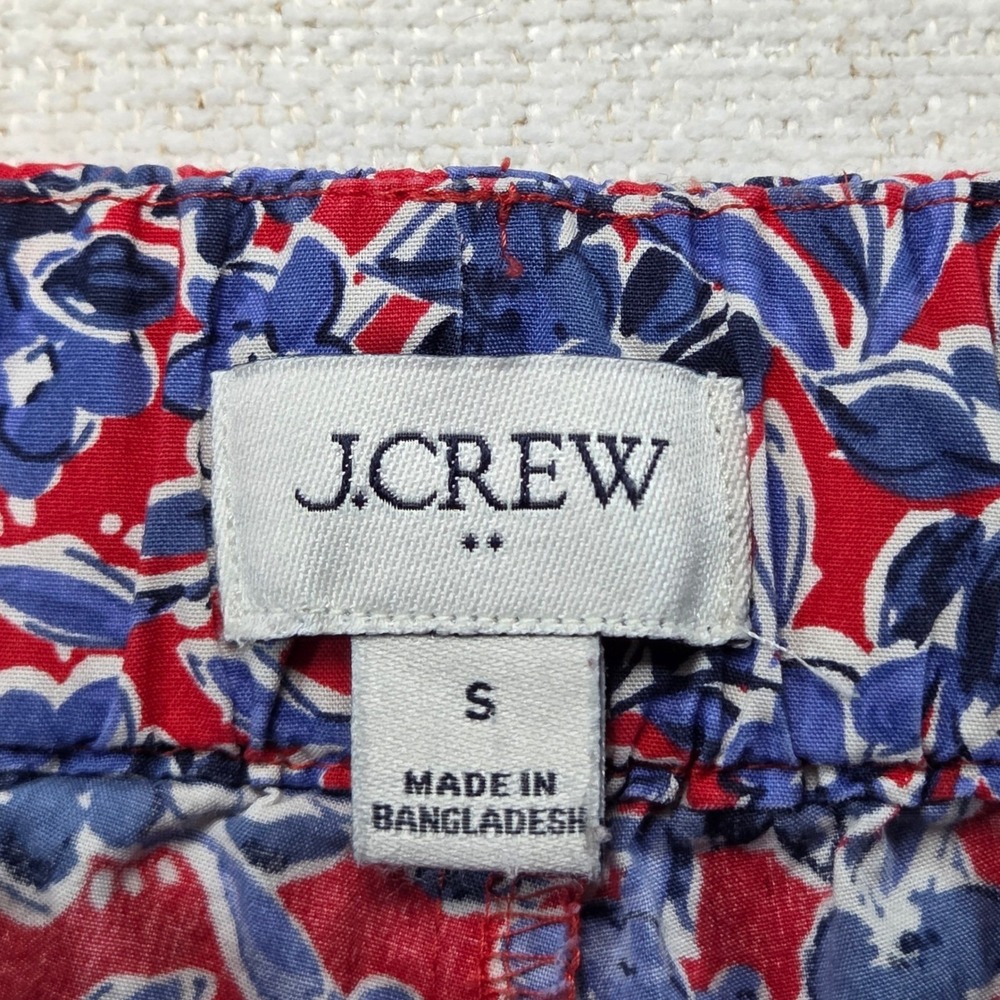 J.Crew Womens Floral Pajama Set Cotton Short Sleeve Top Drawstring Pants Size S - Picture 7 of 10